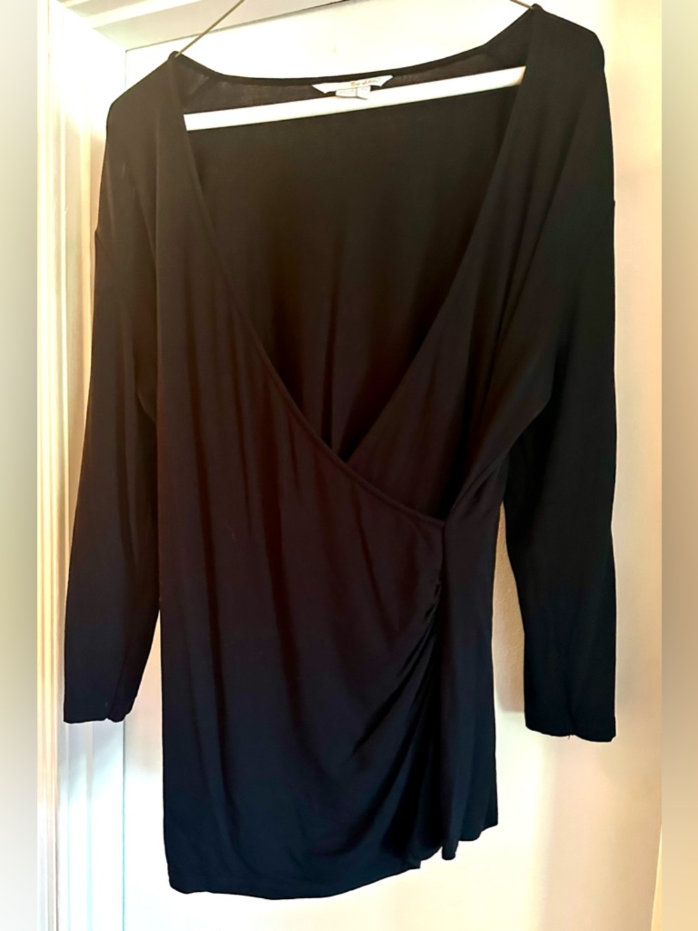 Boden Black 3/4 Sleeve Wrap Top